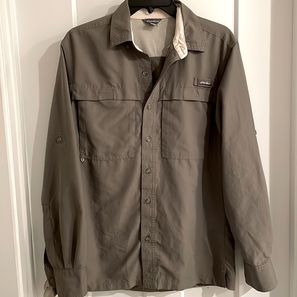 Mens Eddie Bauer Button Down Shirt Small Green